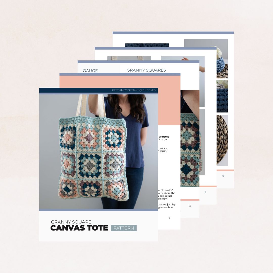 Crochet Granny Square Canvas Tote