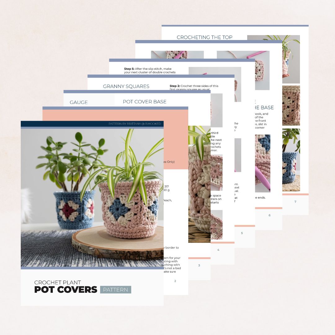 Crochet Granny Square Plant Pot Cover