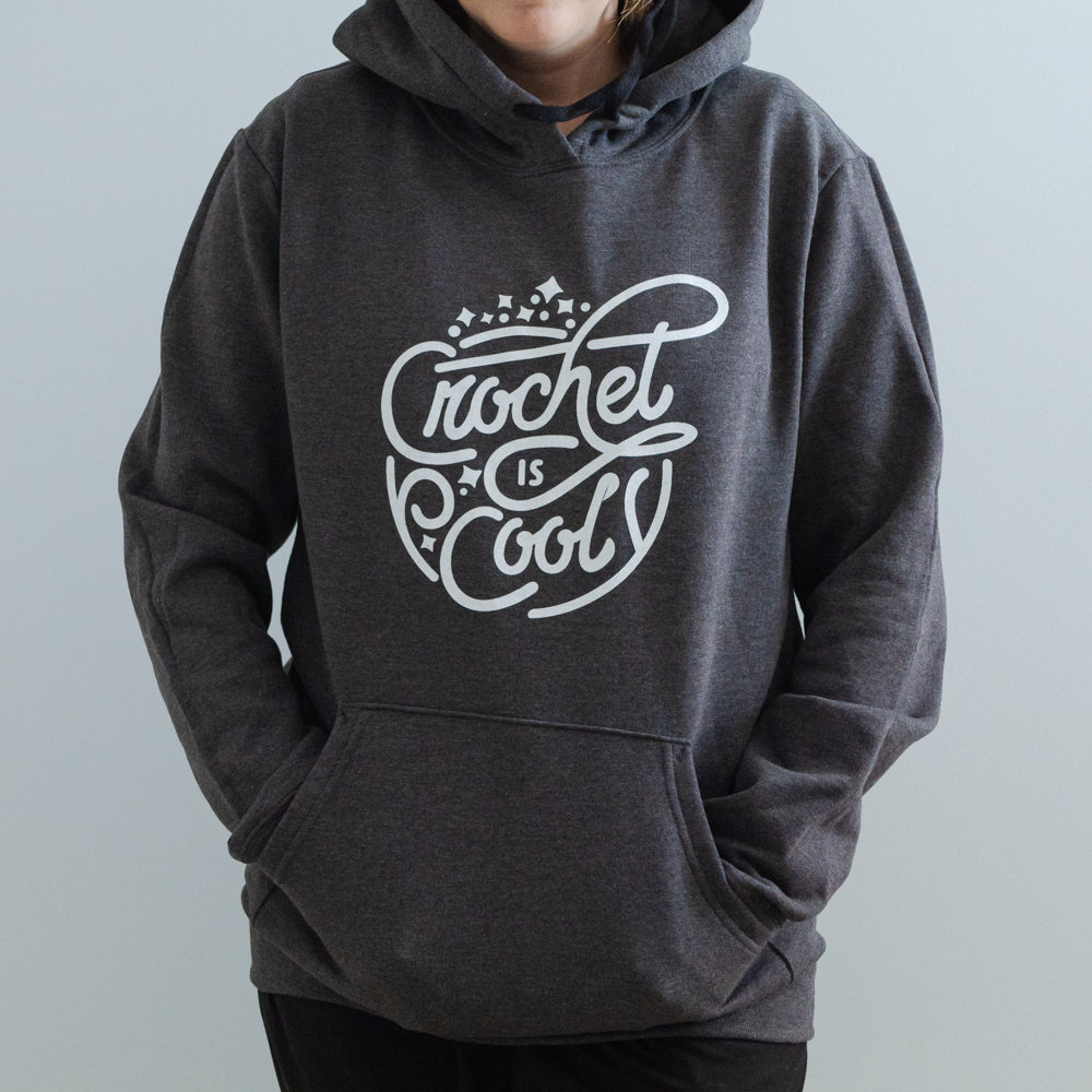 "Crochet Is Cool" Heathered Charcoal Hoodie