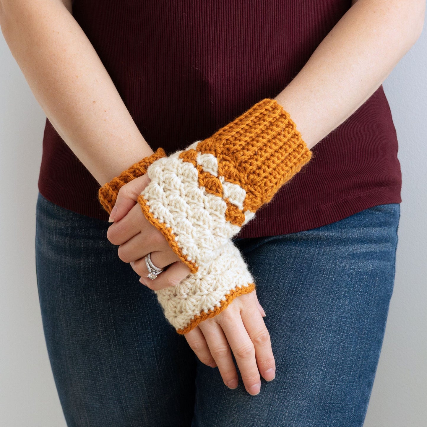 Shell Crochet Fingerless Gloves