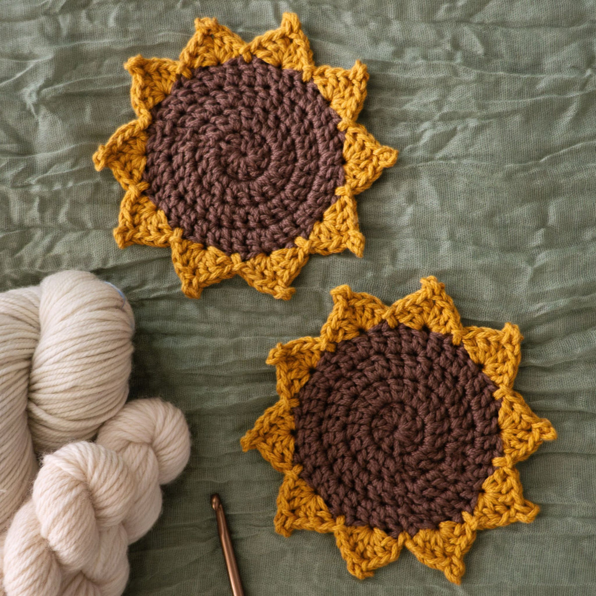 Crochet Sunflower Coasters