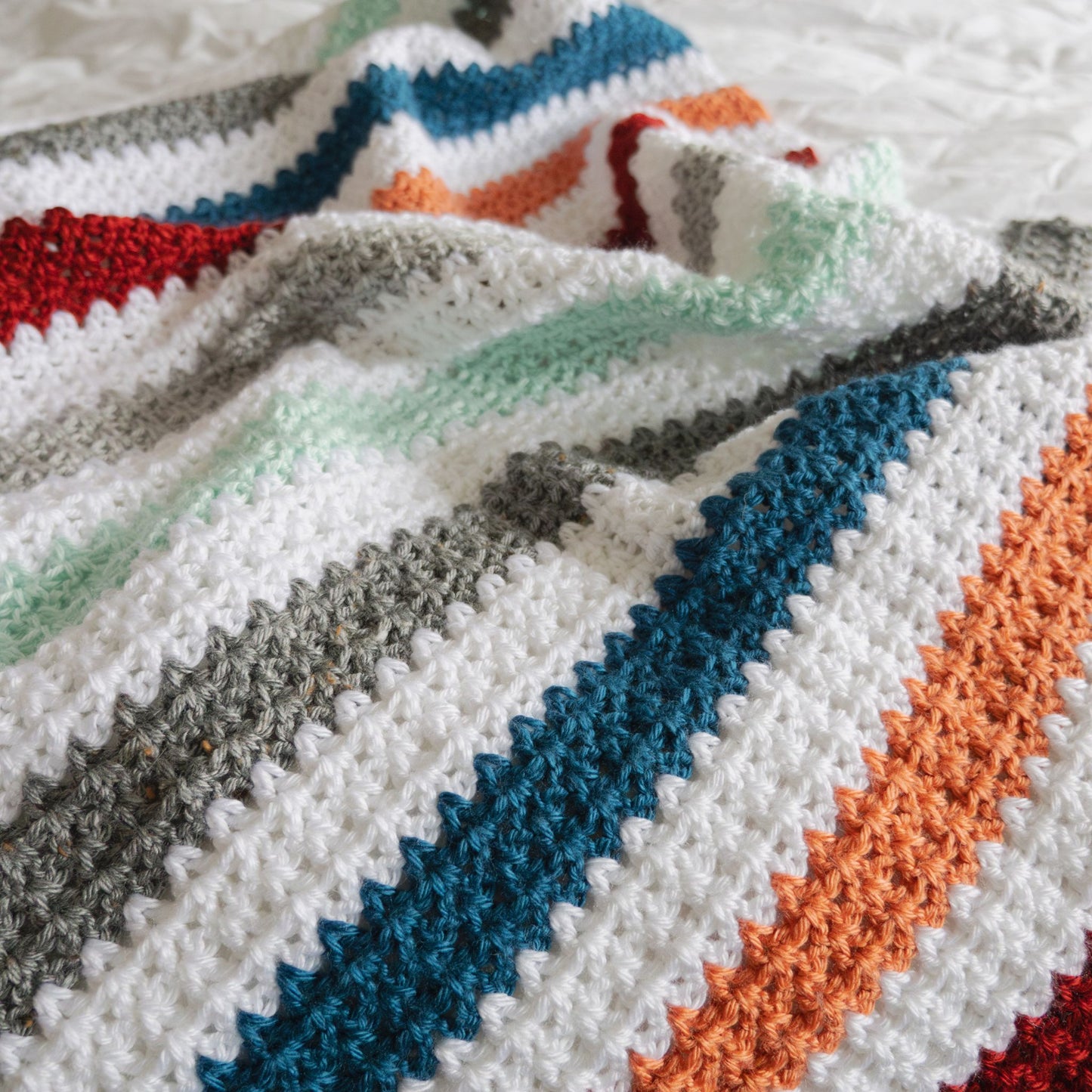 Modern Striped Crochet Blanket