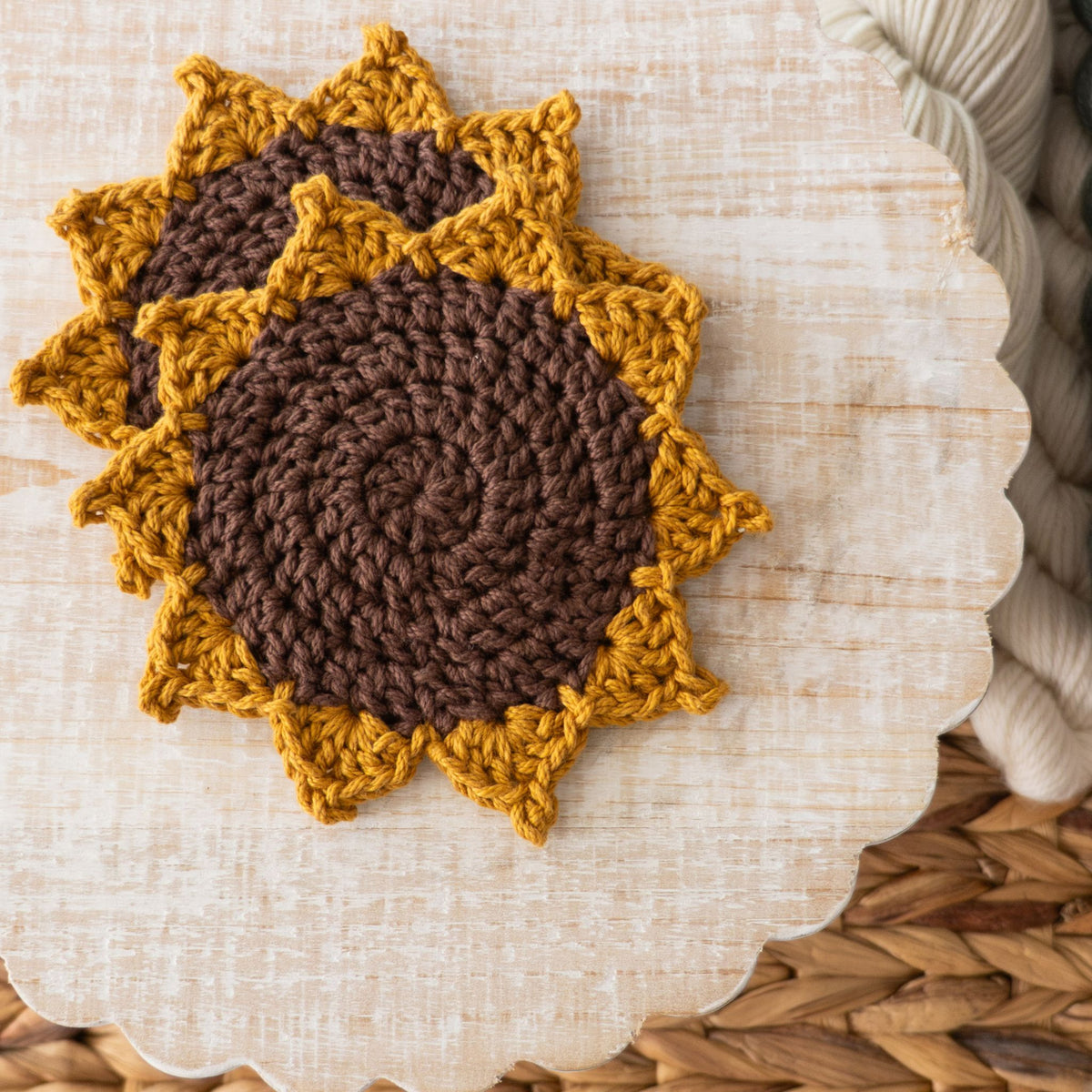 Crochet Sunflower Coasters