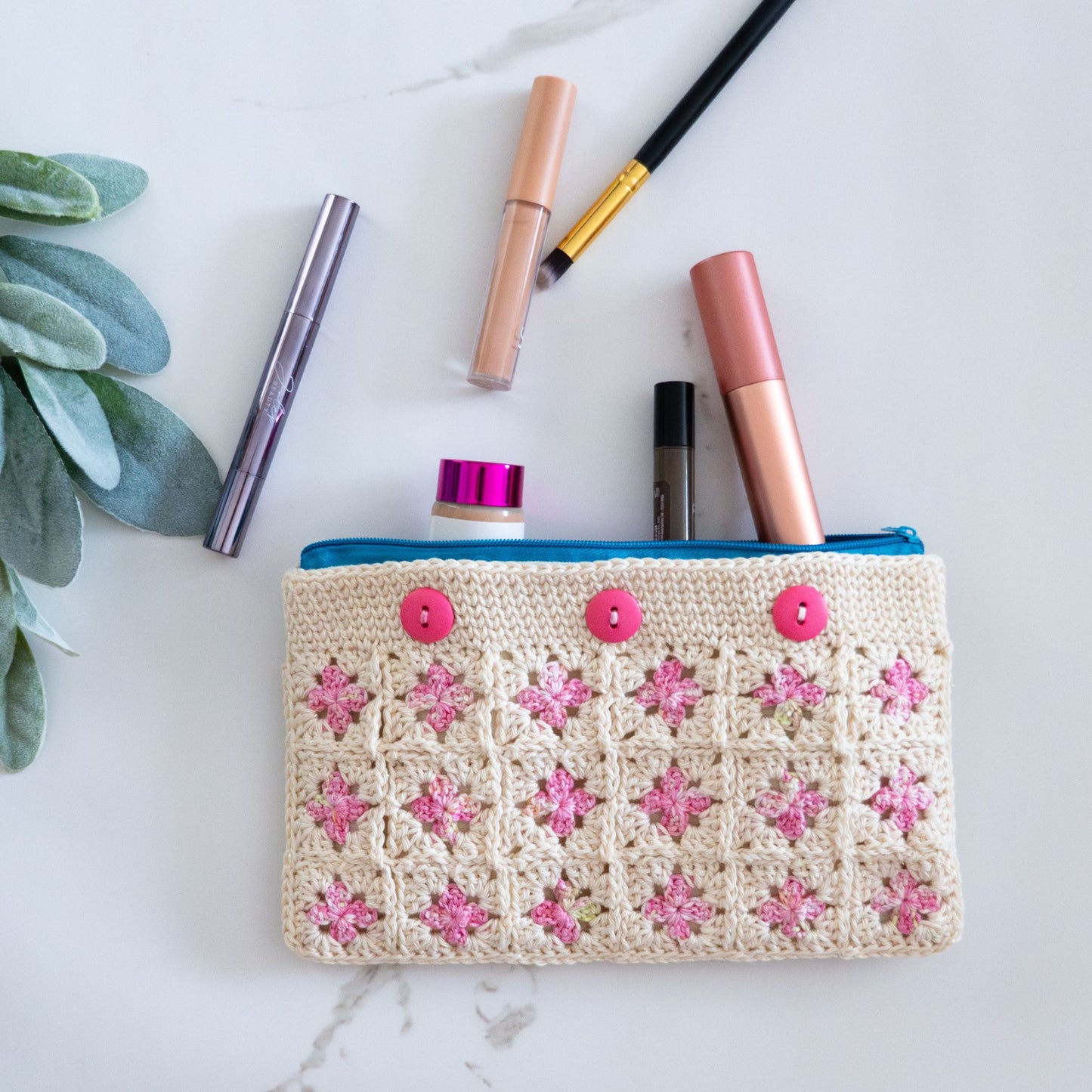 Crochet Granny Square Zipper Pouch