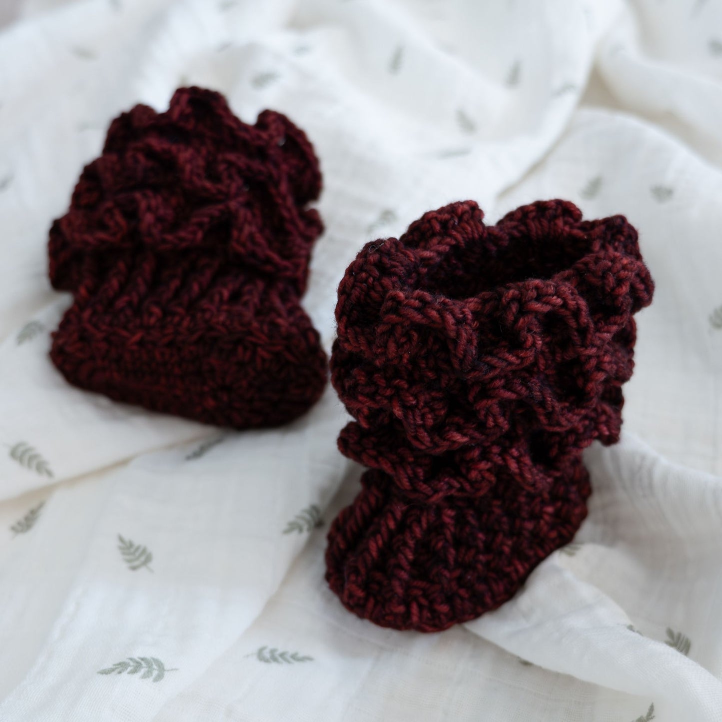 Crochet Baby Booties with Ruffles