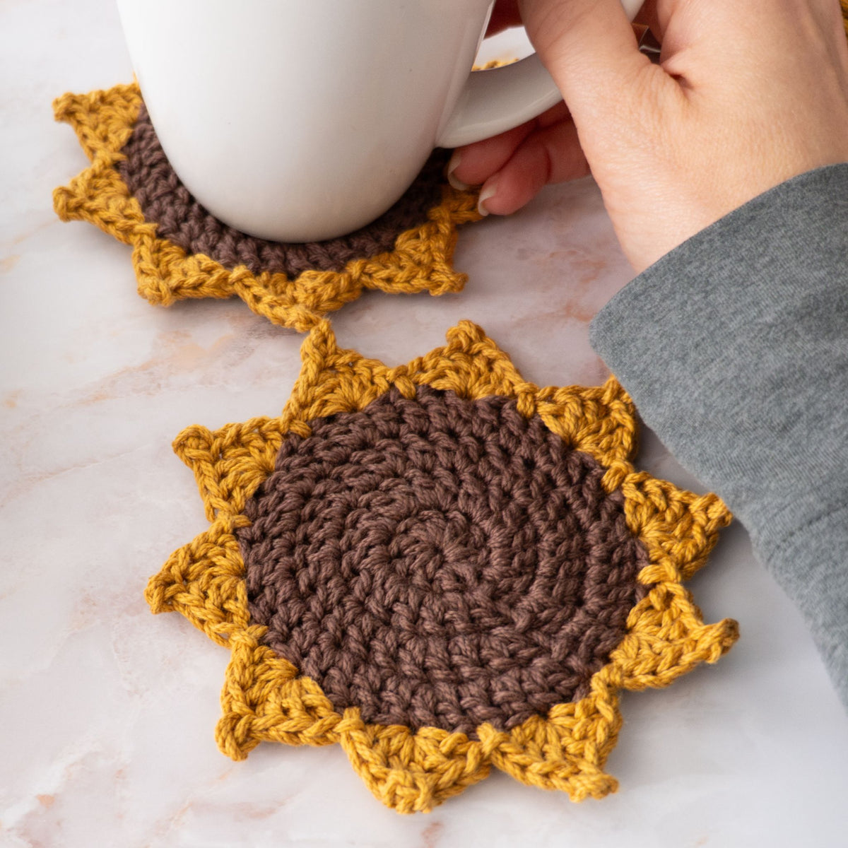 Crochet Sunflower Coasters