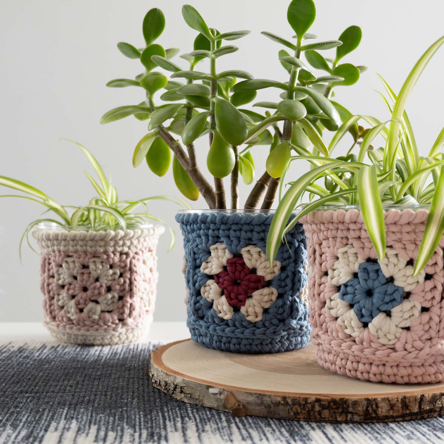 Crochet Granny Square Plant Pot Cover