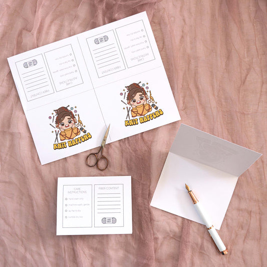 Printable "Knit Happens" Note & Care Card