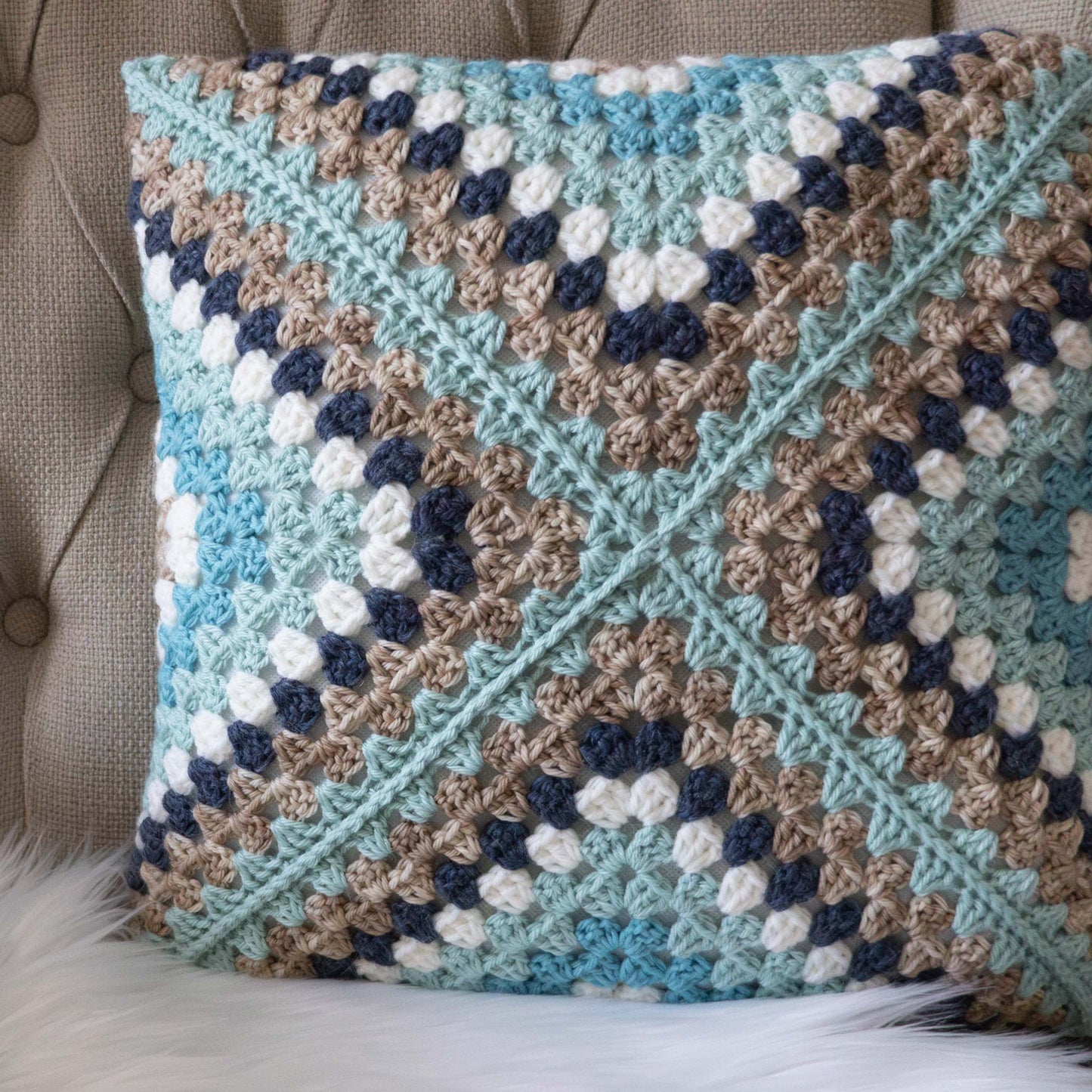 Modern Granny Square Pillow