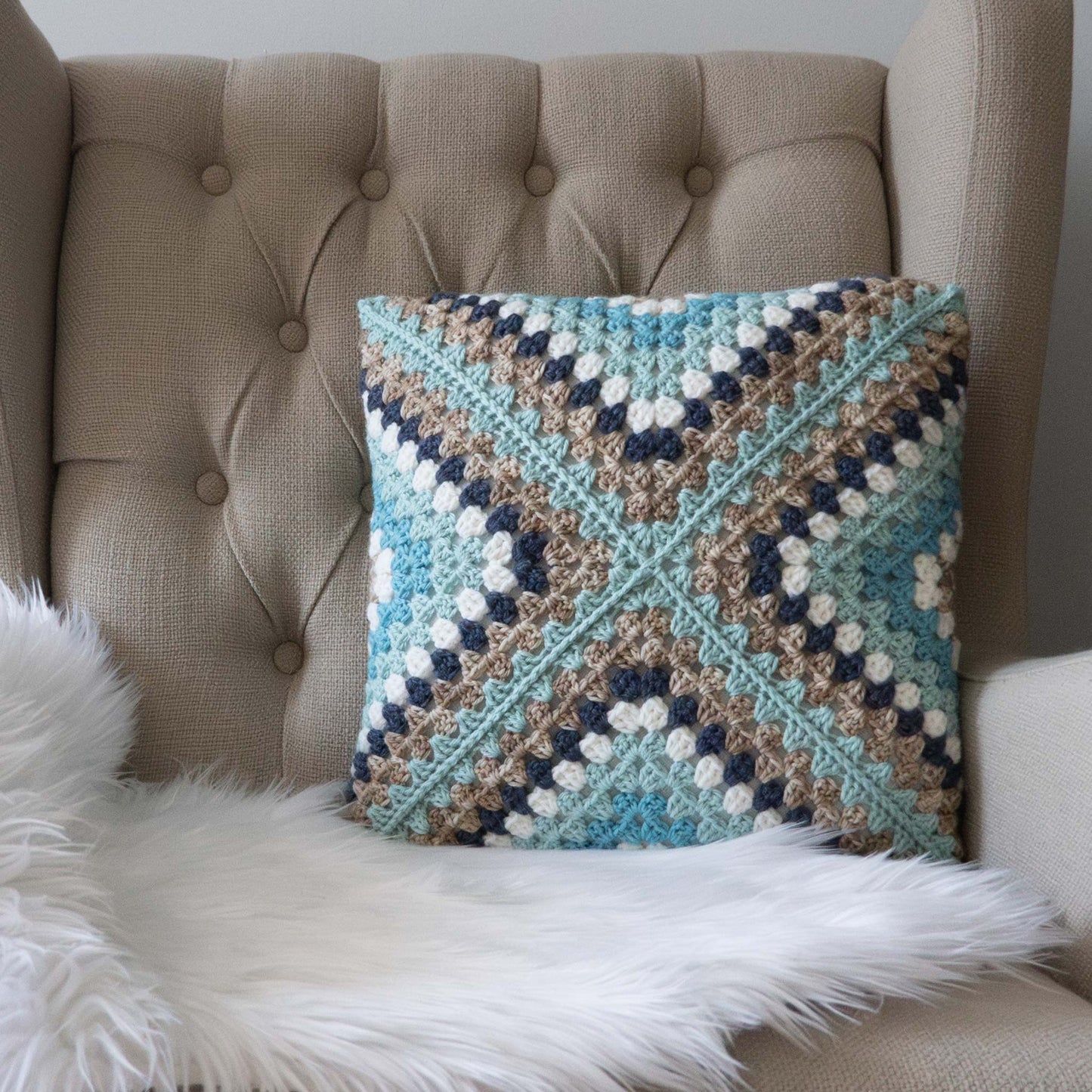 Modern Granny Square Pillow