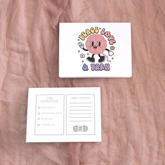 Printable "Peace, Love, & Yarn" Note & Care Card