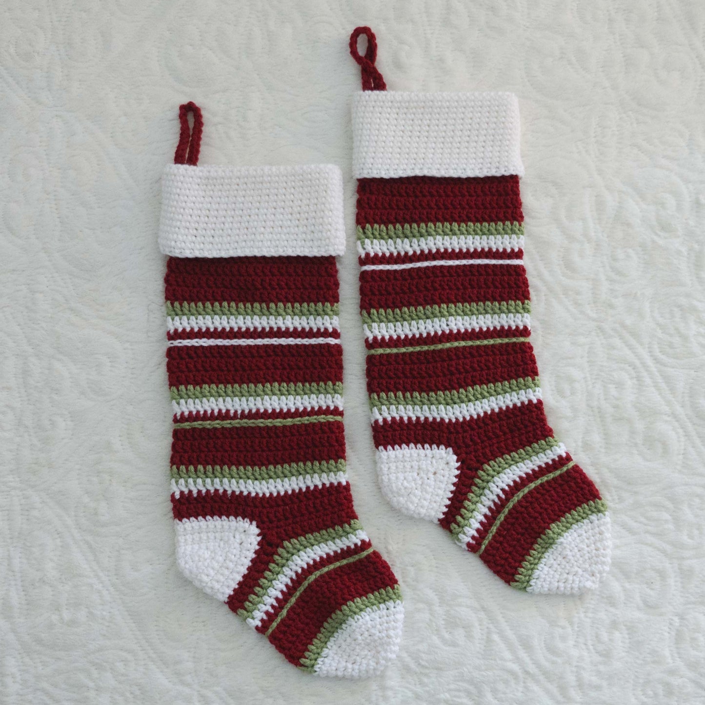 Striped Crochet Christmas Stockings PDF
