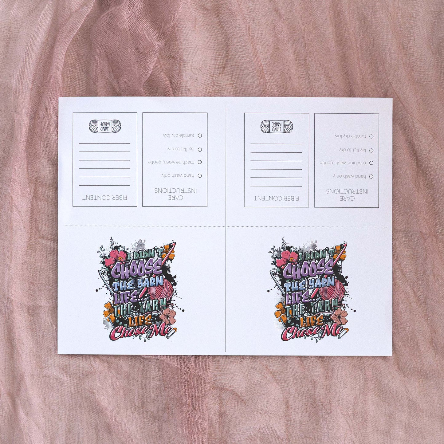 Printable "Yarn Life Chose Me" Note & Care Card