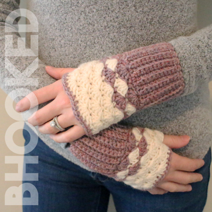Shell Stitch Crochet Fingerless Gloves PDF